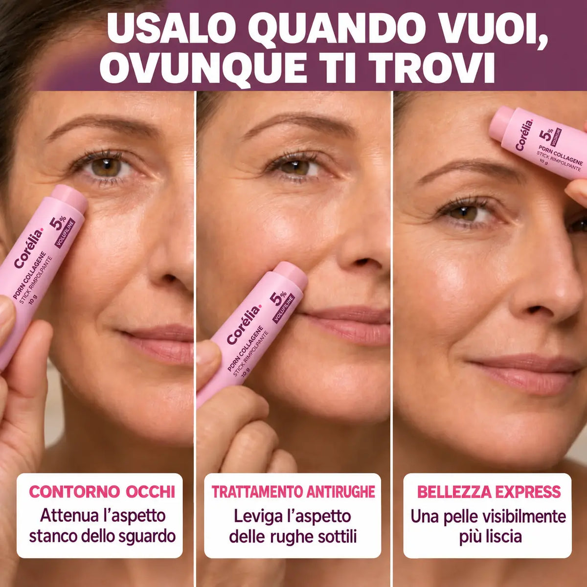 Stick PDRN & Collagene – Una pelle visibilmente rimpolpata in un solo gesto.