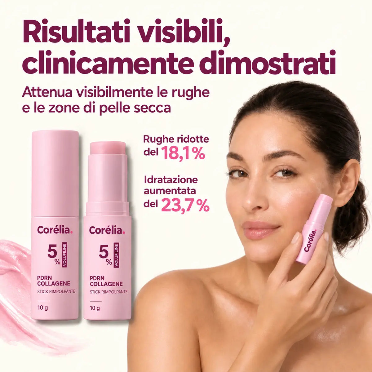 Stick PDRN & Collagene – Una pelle visibilmente rimpolpata in un solo gesto.